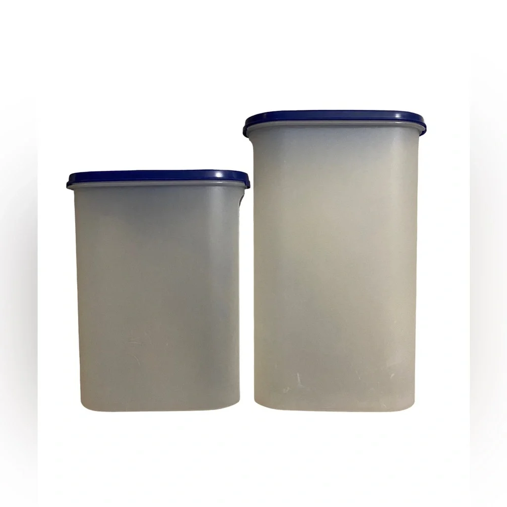 Tupperware Modular Mates Oval Storage Containers W/Blue Lids Set Of 2(#4 & 5)